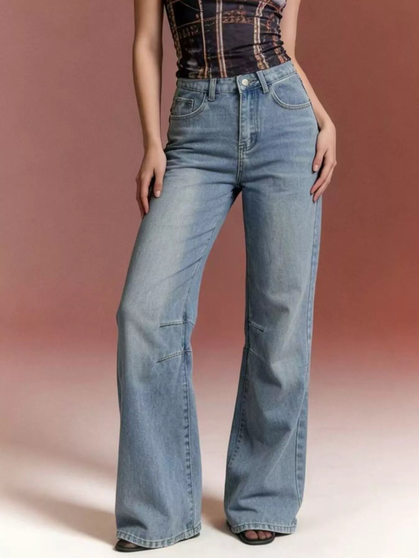 Wide Leg Wash Jeans Secondary image