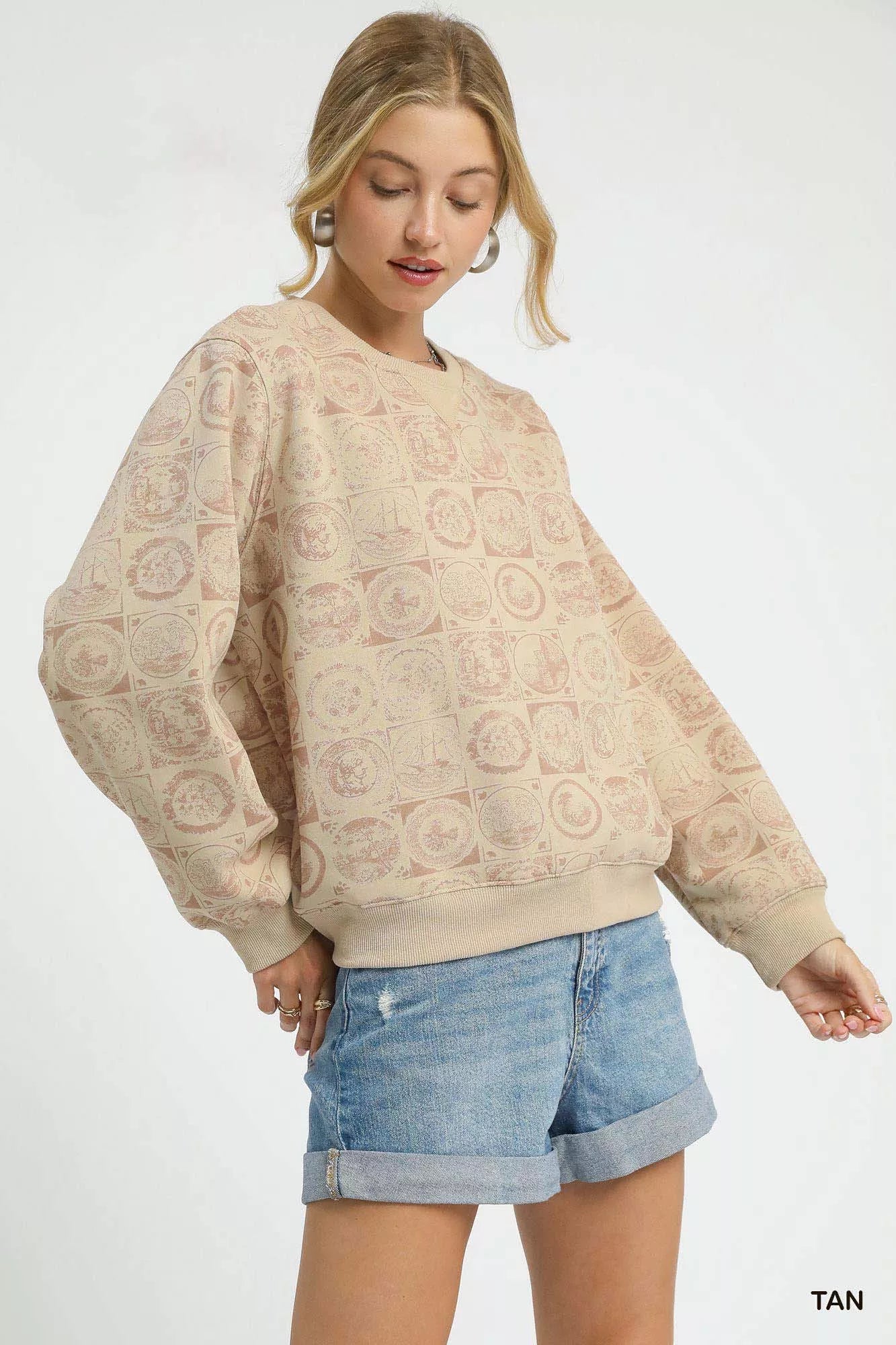 Coin Stamp Print Pullover Sweatshirt Secondary image