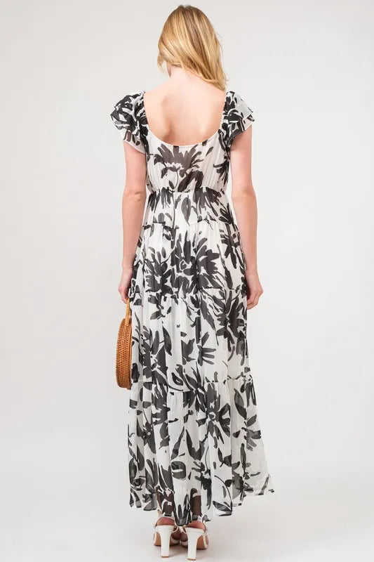 Ruffled Sleeve Tiered Floral Maxi Dress Secondary image