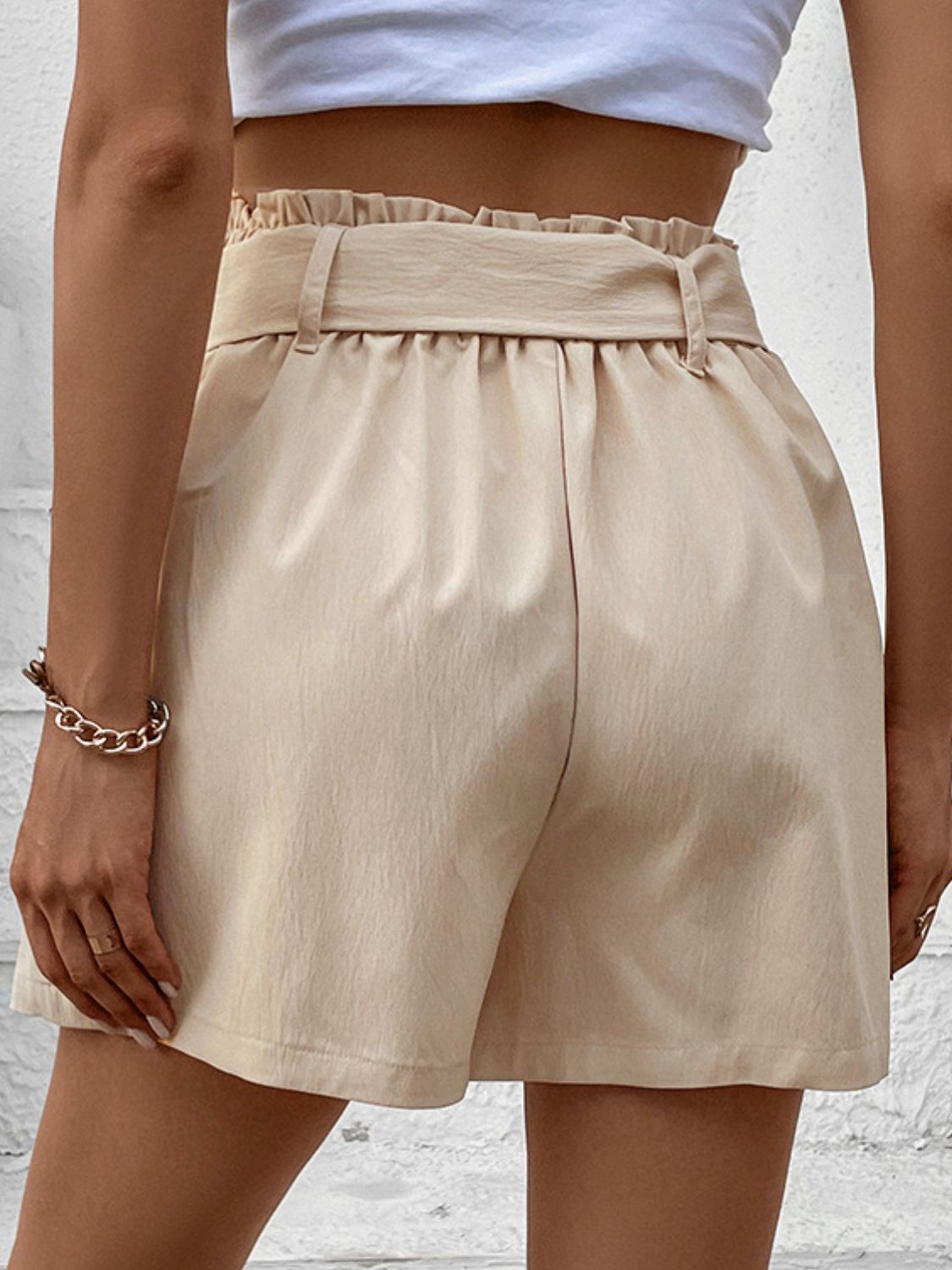 Belted High-Waist Paperbag Shorts Secondary image