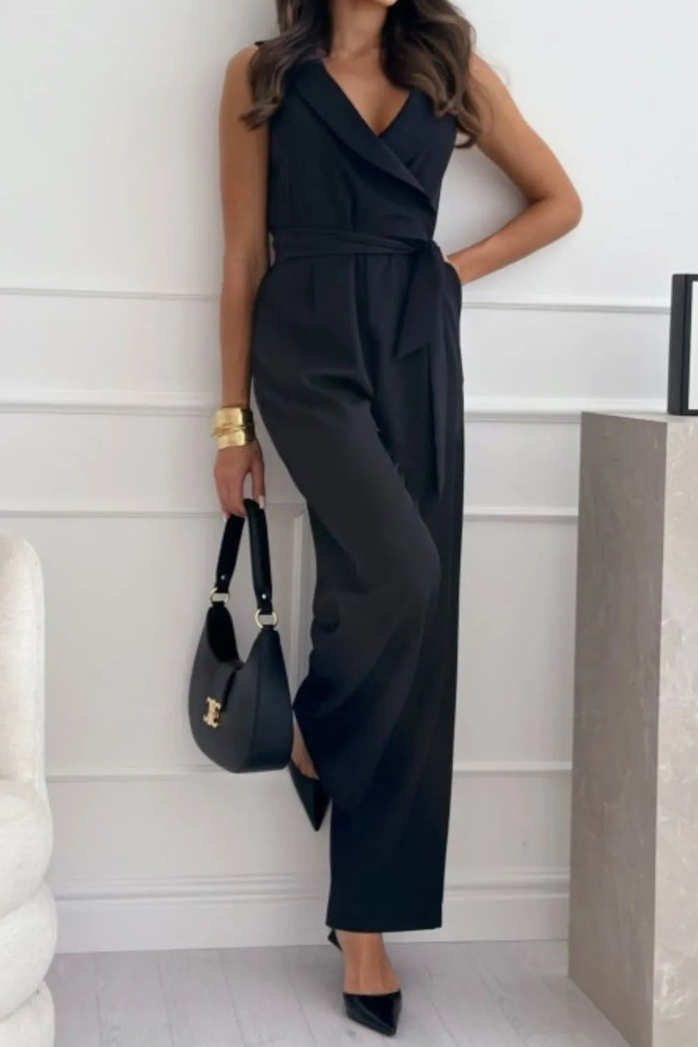 Surplice Wrap Sleeveless Wide-Leg Jumpsuit Secondary image
