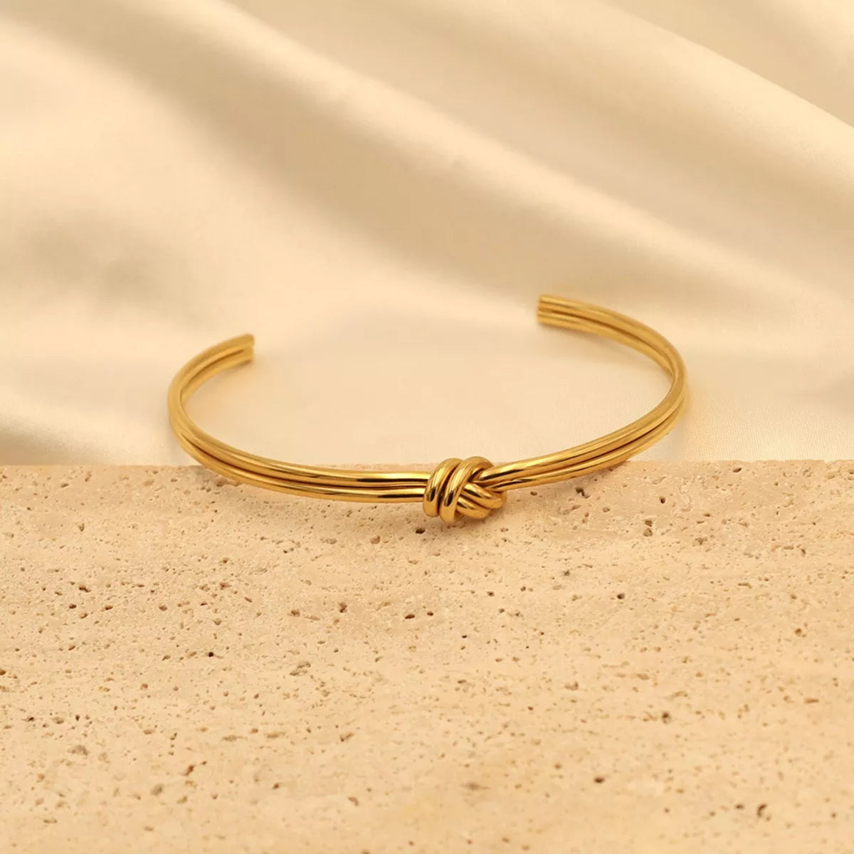 Gold-Plated Knot Open Cuff Bracelet Secondary image