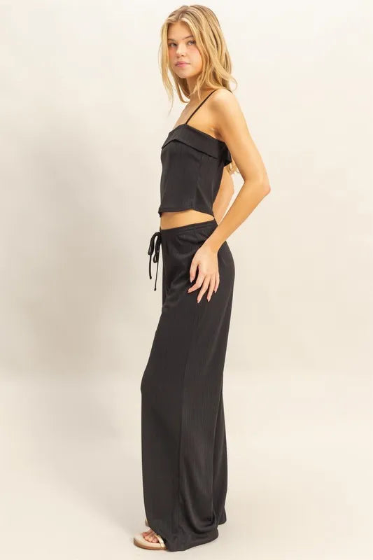 Rib Knit Cami Top & Wide-Leg Pants Set Secondary image