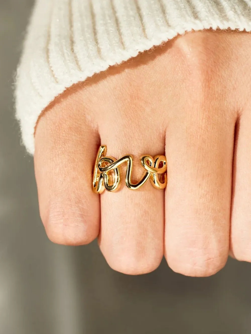 LOVE Script Gold Ring Secondary image