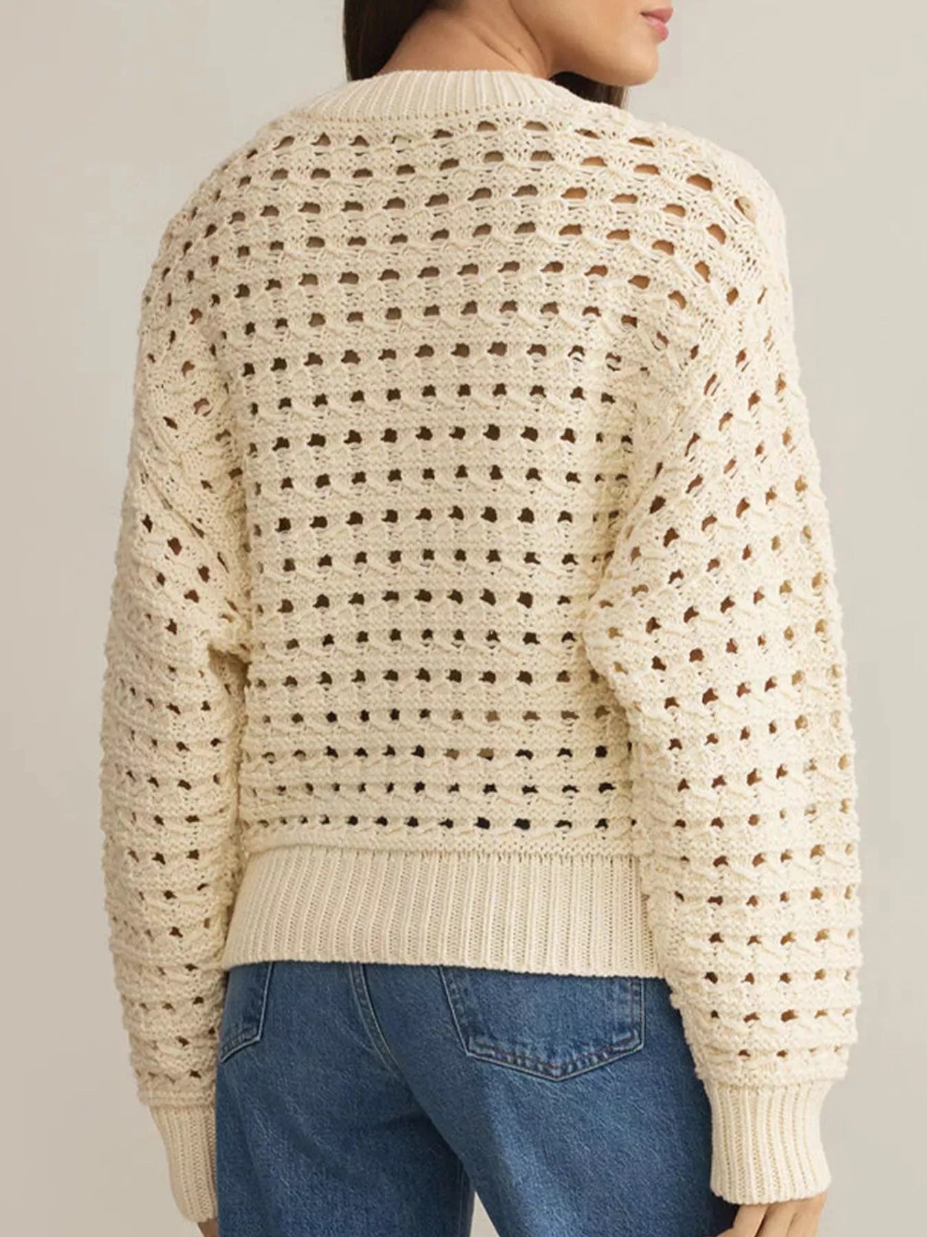 Openwork Knit Zip-Up Cardigan Secondary image