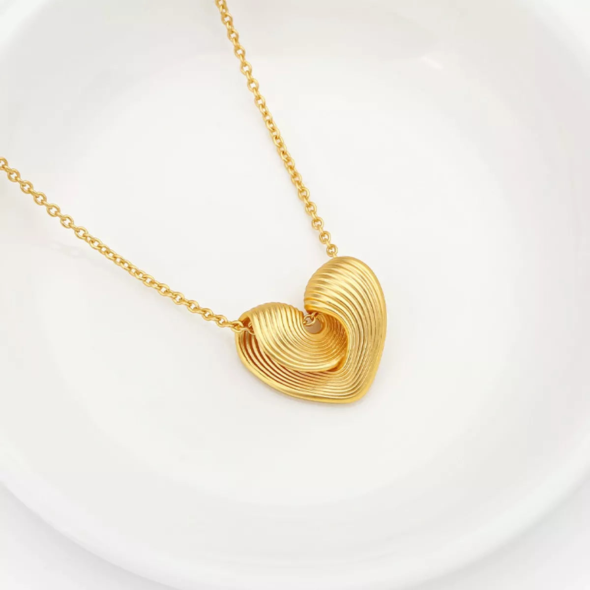 Textured Gold Heart Pendant Necklace Secondary image