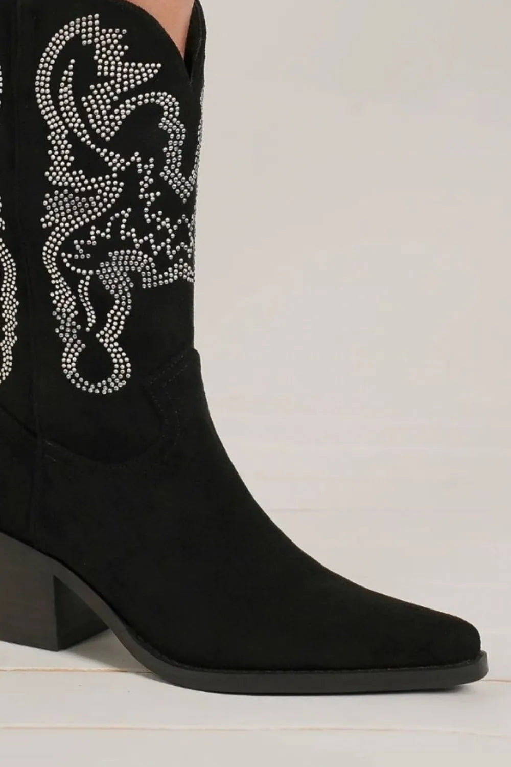 Rhinestone Embroidered Suede Western Boots Secondary image