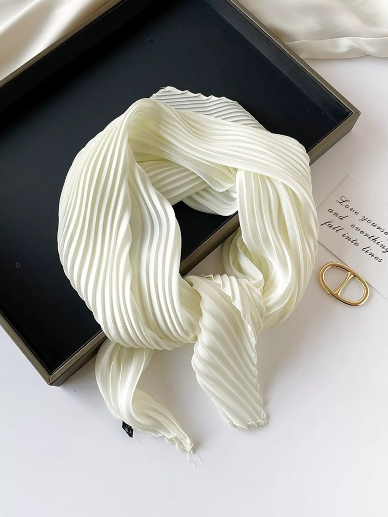 Pleated Satin Scarf Secondary image
