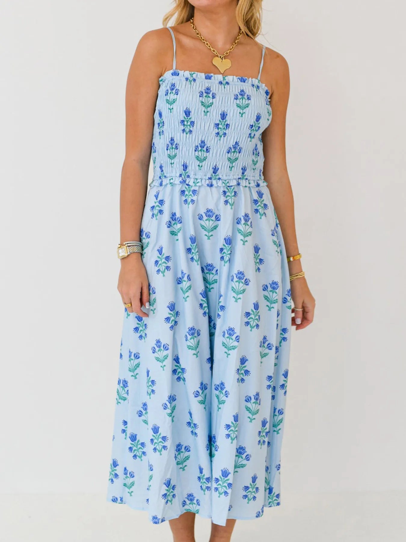 Floral Smocked Cami Midi Dress Secondary image