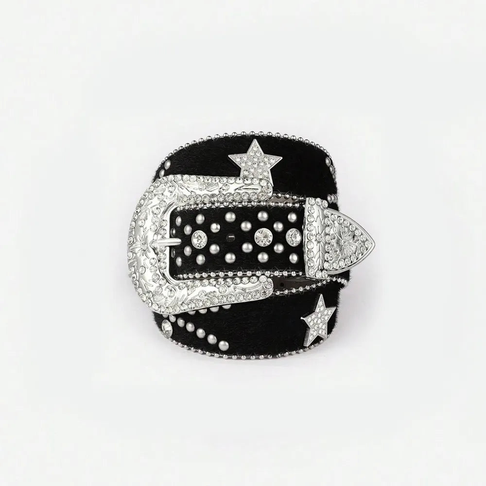 Rhinestone Buckle Faux Leather Belt Secondary image
