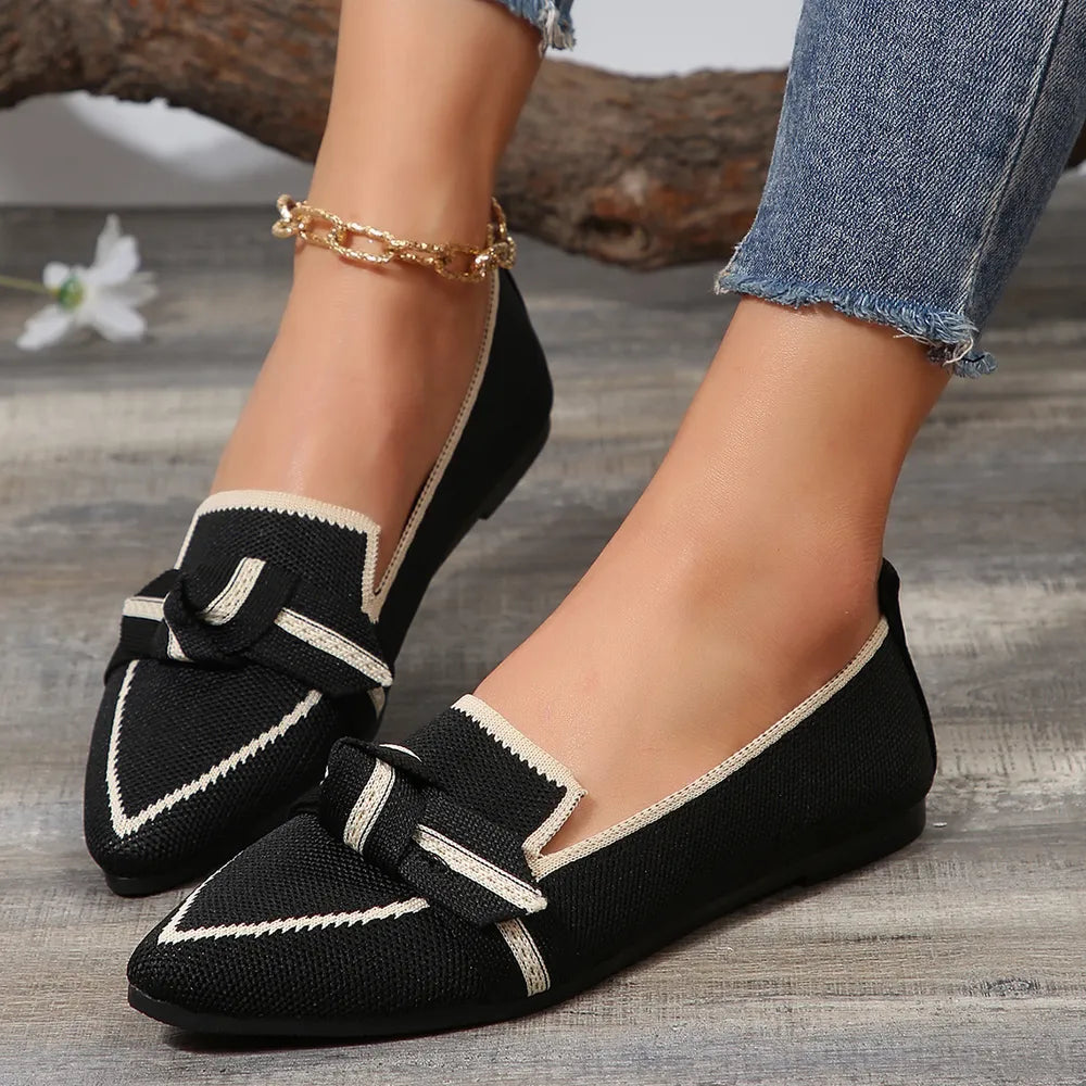 Bow Detail Mesh Point-Toe Flats Secondary image