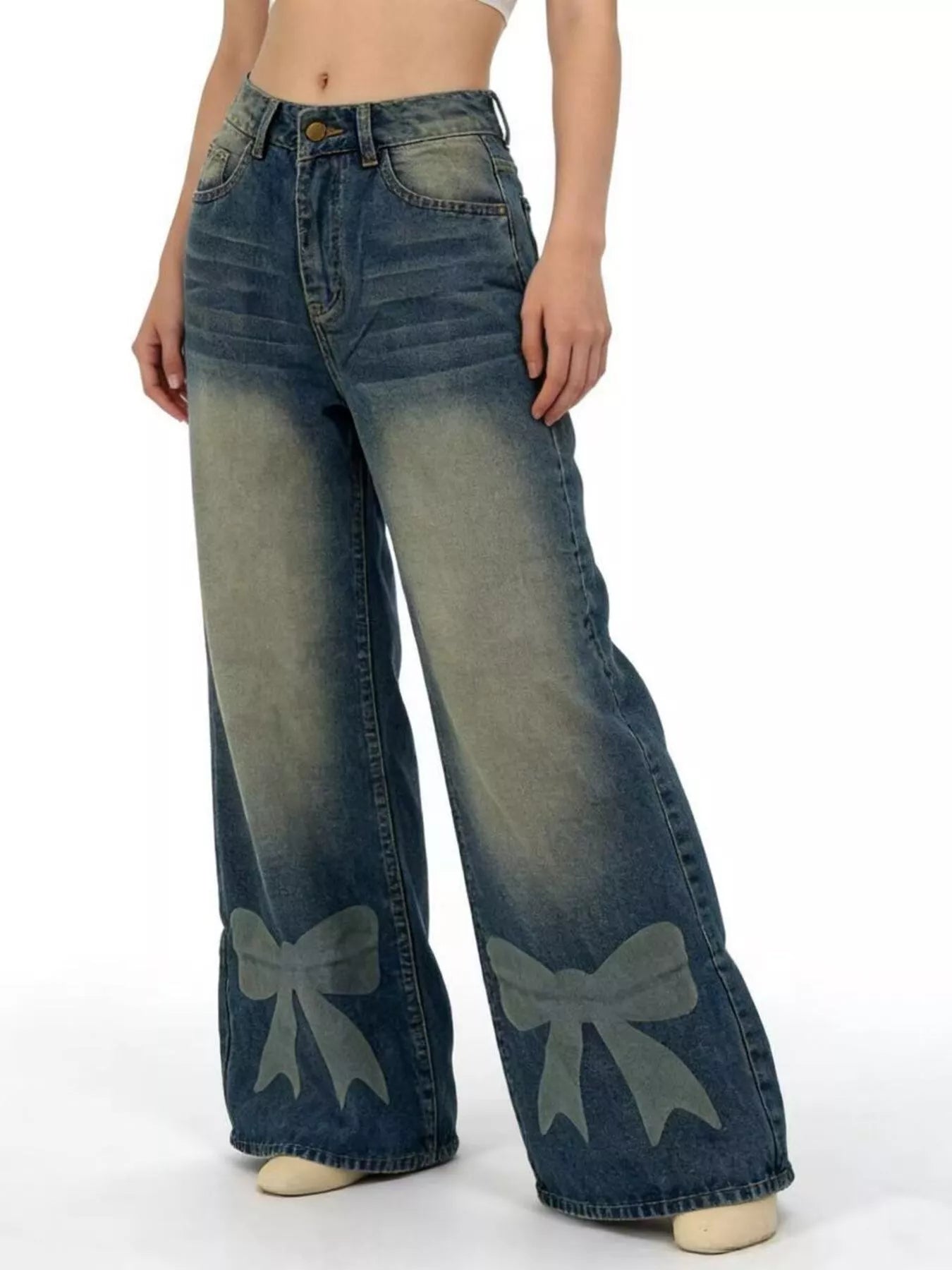 Bow Wide-Leg Jeans Secondary image