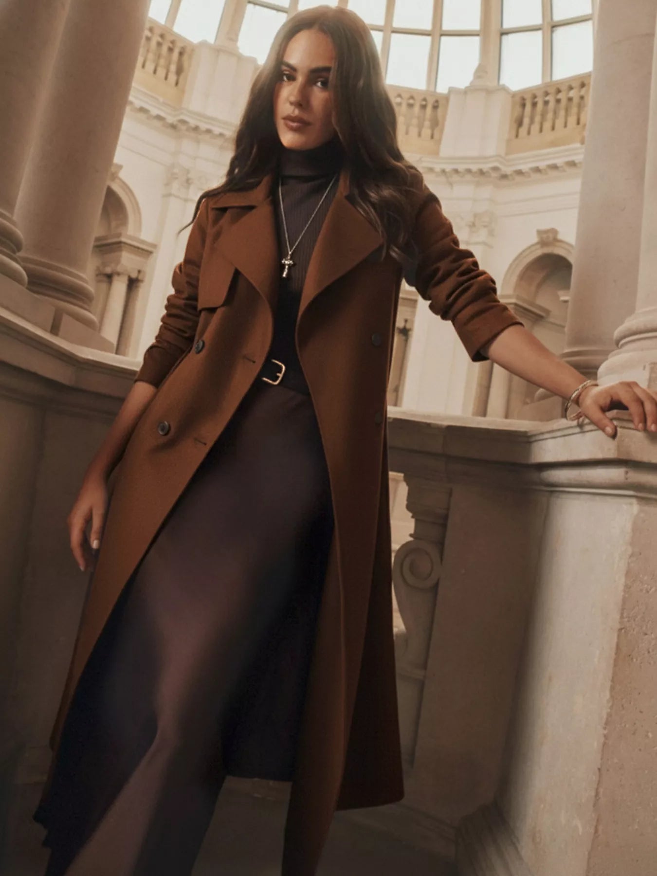 Belted Double-Breasted Longline Coat Secondary image