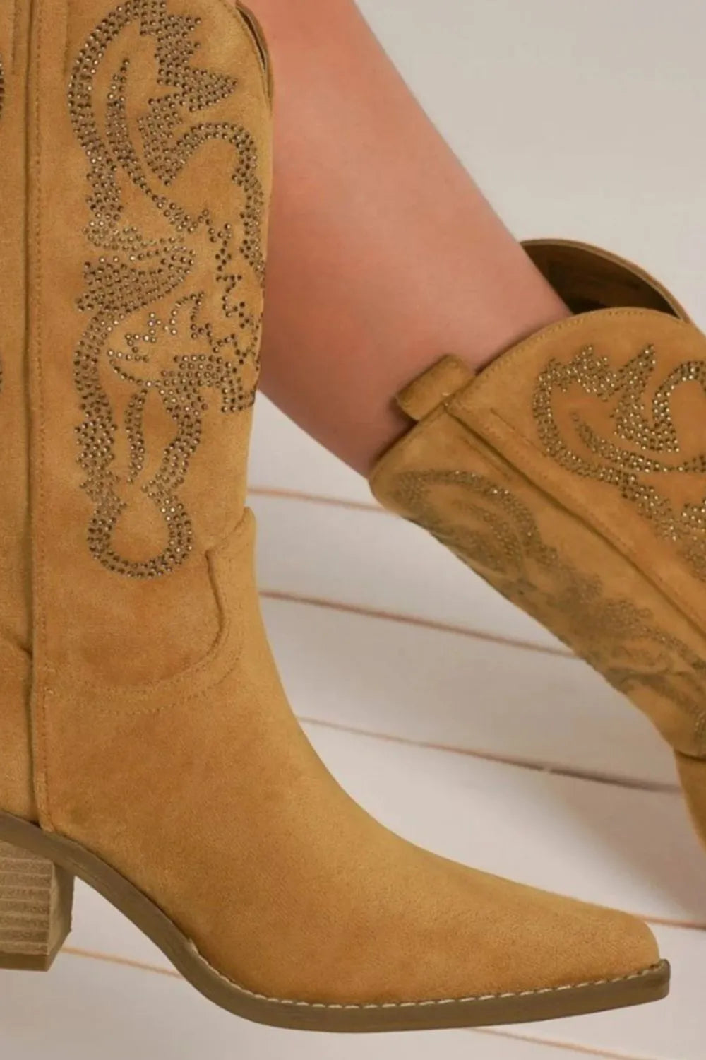 Rhinestone Embellished Suede Cowboy Boots Secondary image