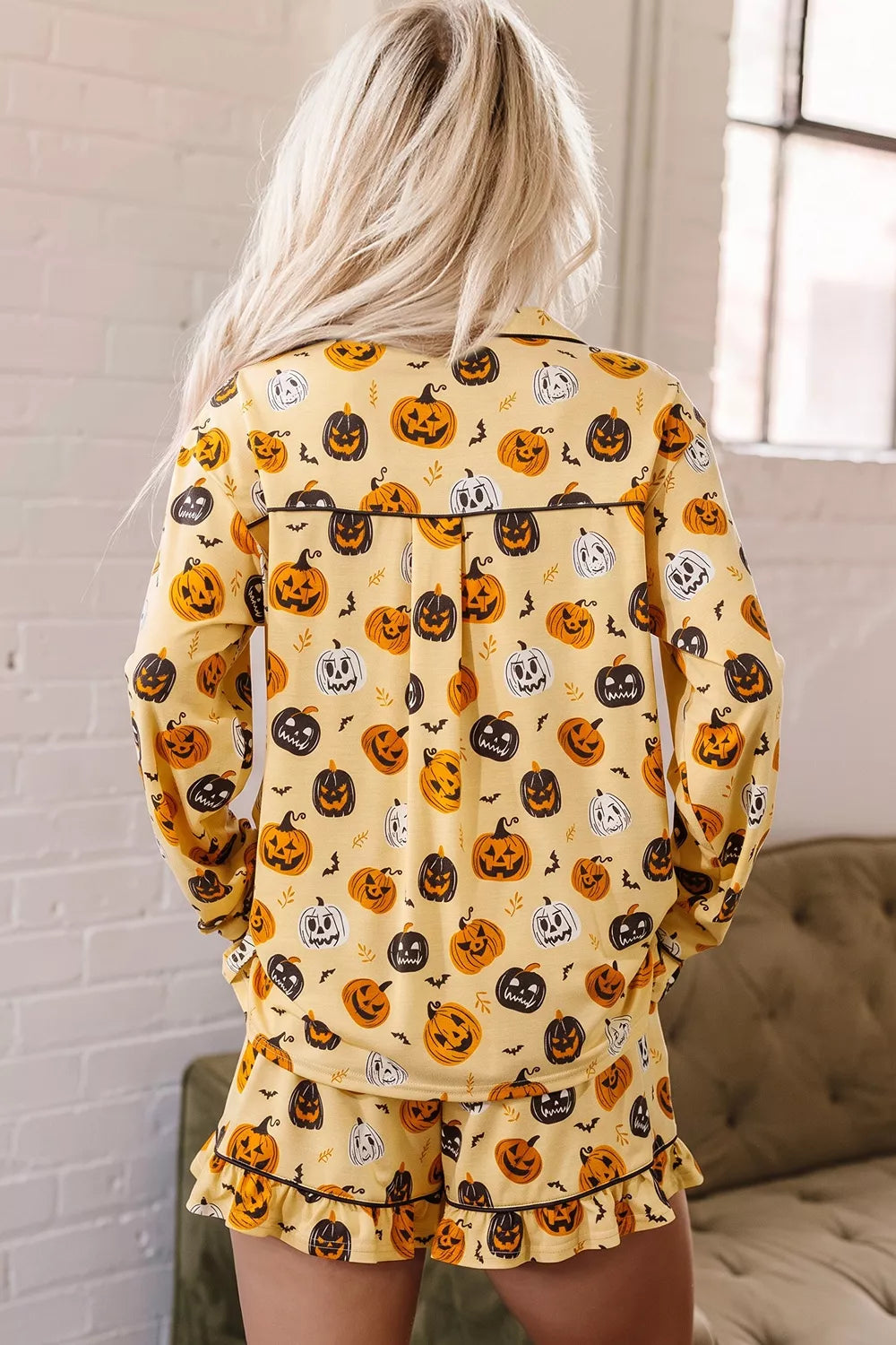 Halloween Pumpkin Print Long Sleeve Lounge Set Secondary image
