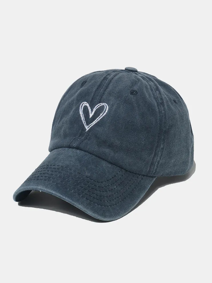 Embroidered Heart Washed Cotton Baseball Cap Secondary image
