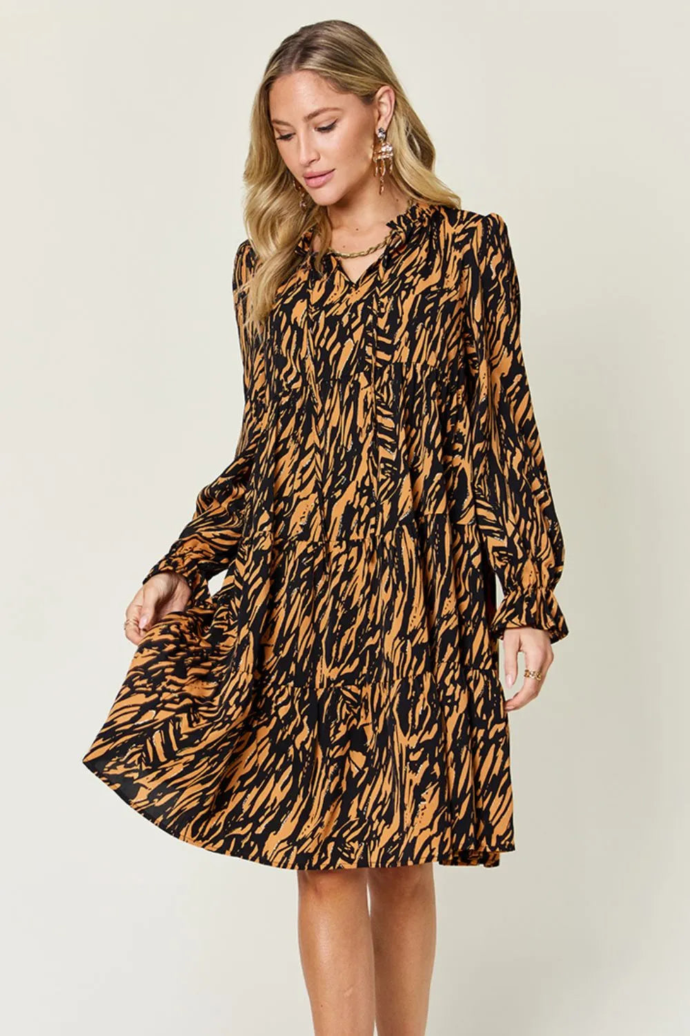 Printed Ruffle Hem Tiered Midi Dress Secondary image