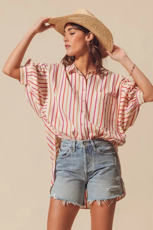 Multicolor Stripe Button-Down Shirt Secondary image