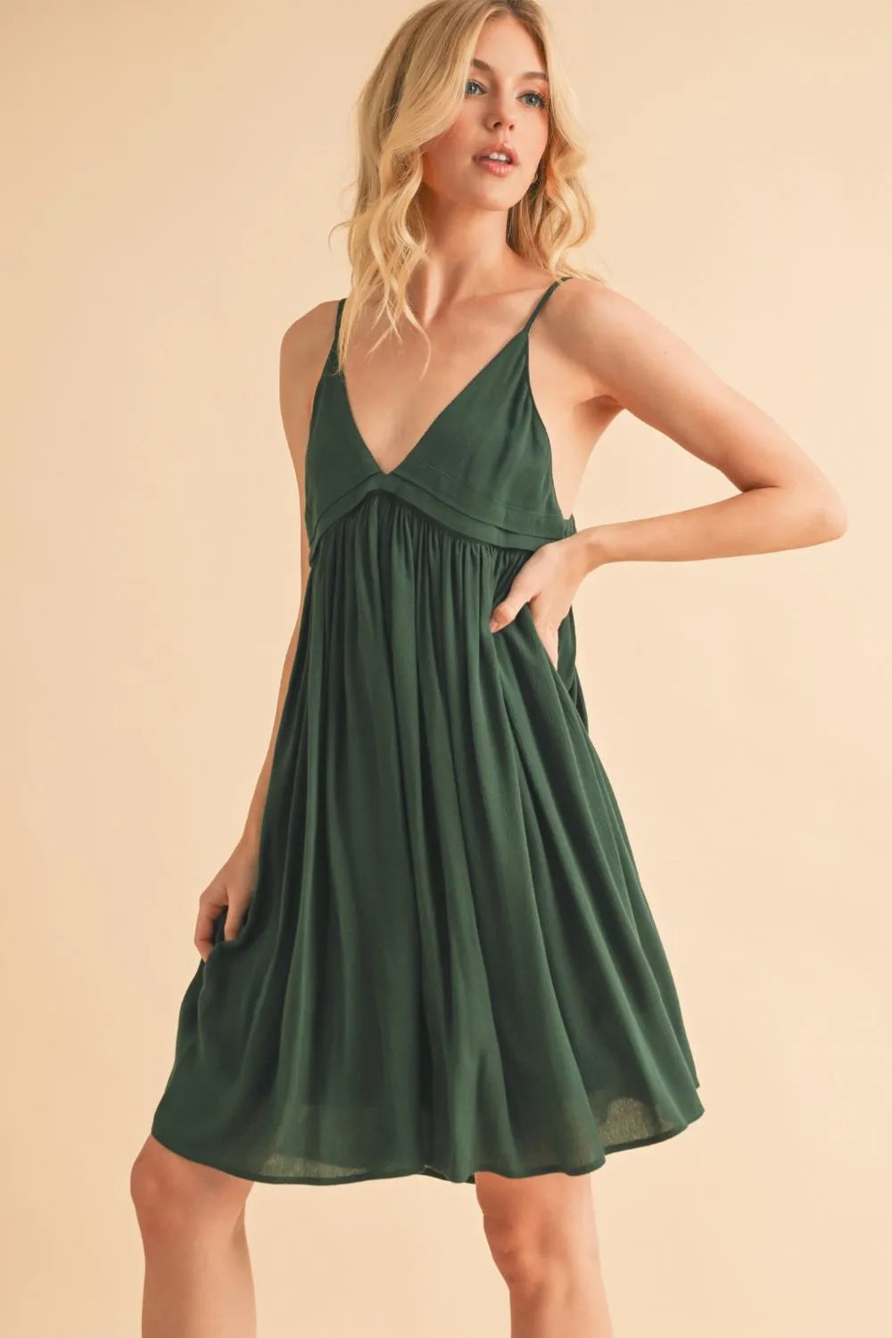 Ruched Plunge Mini Cami Dress Secondary image