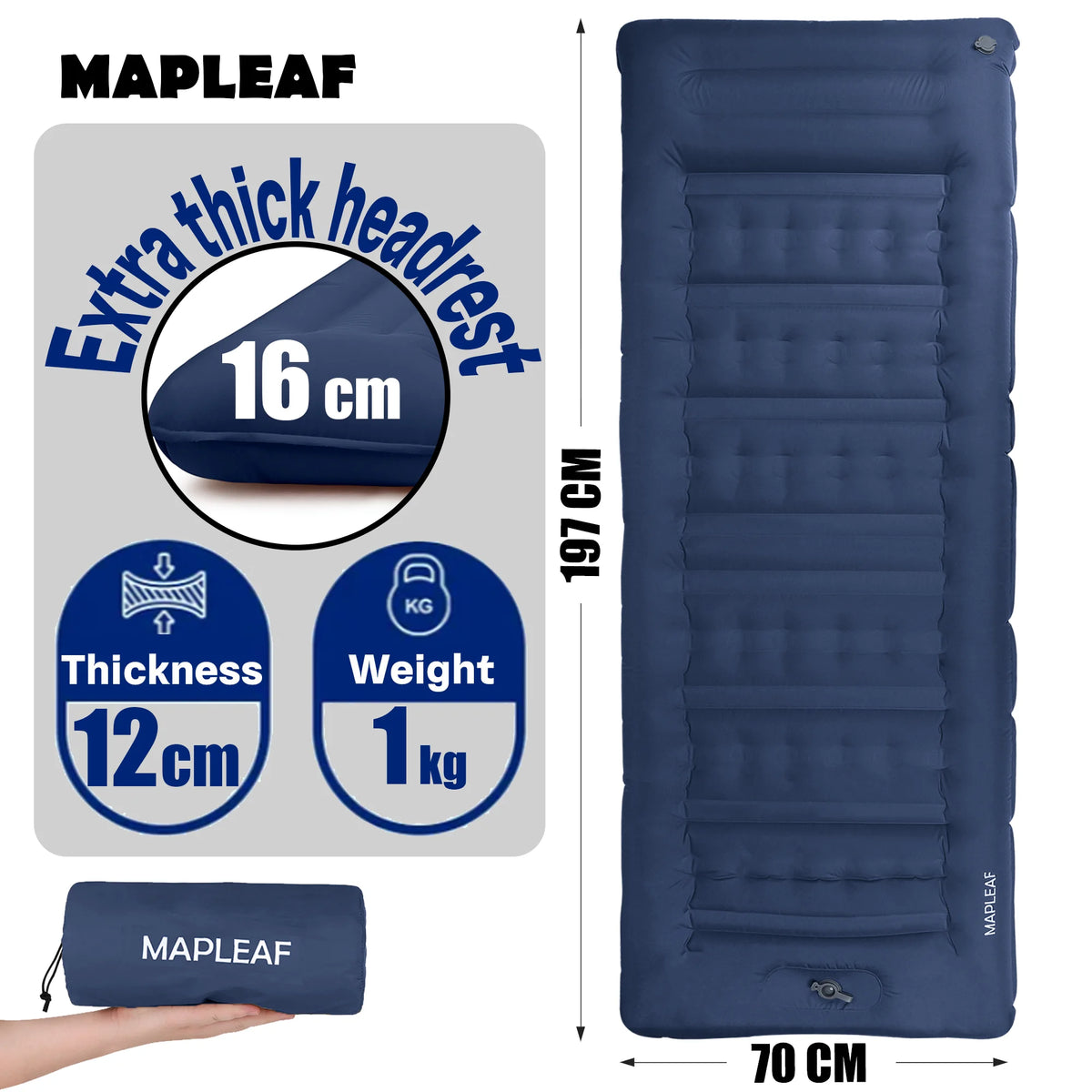 Inflatable Camping Air Mattress with Built-In Pillow & Foot Pump Main image
