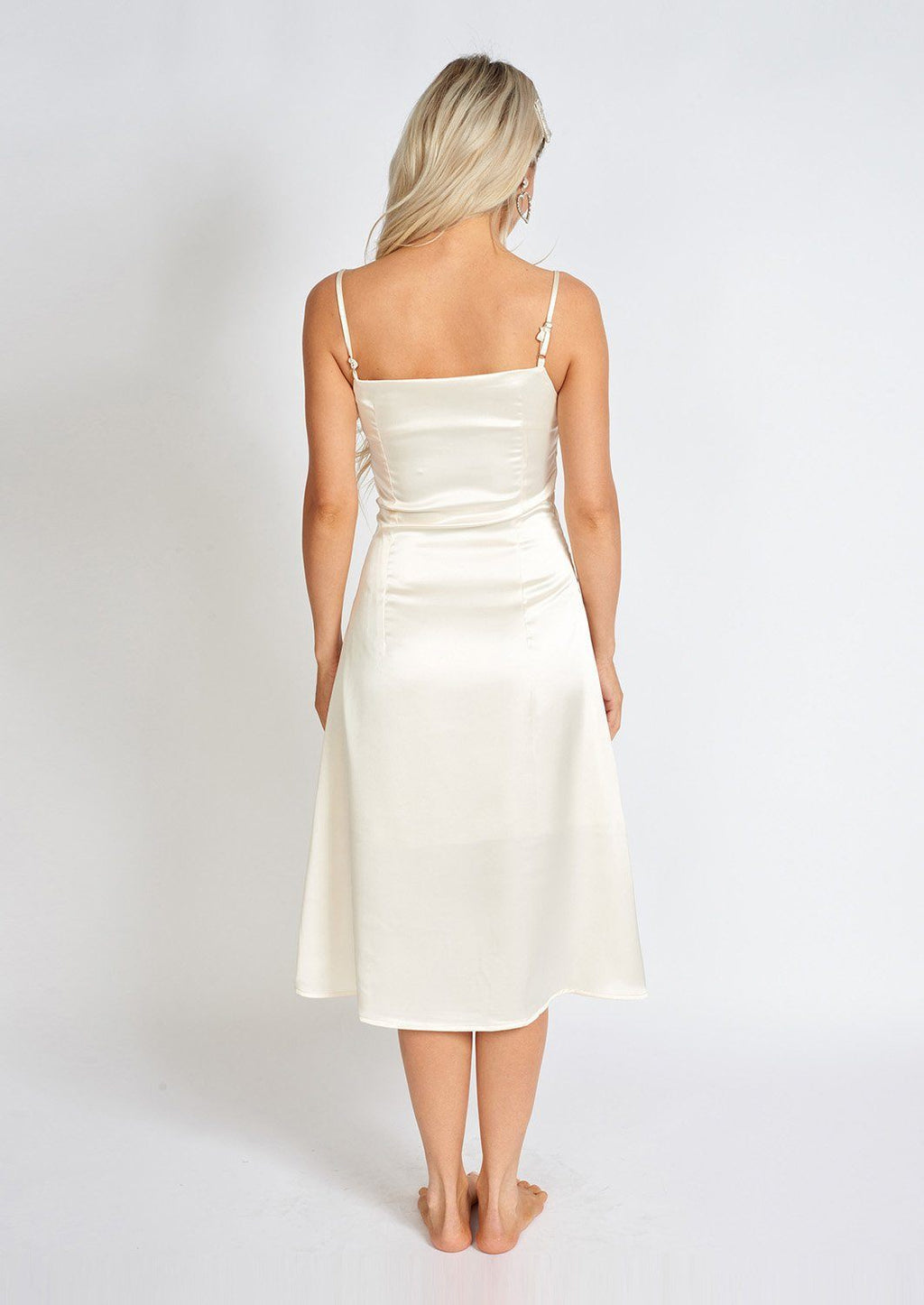 Léonie Pearl-Accent Satin Slip Dress
