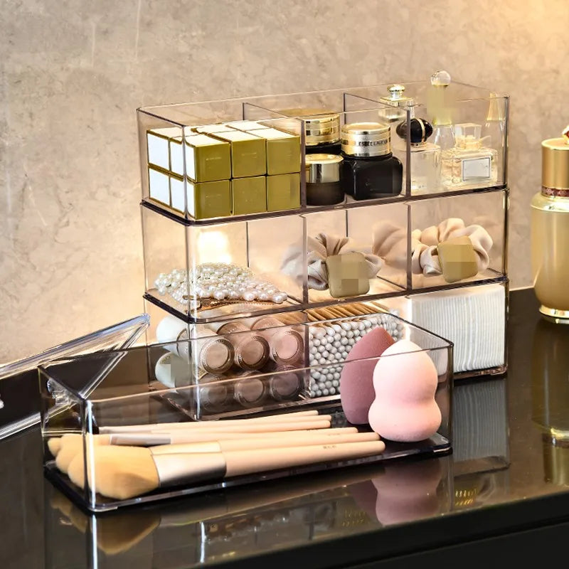 Clear Acrylic Makeup Brush Organizer with Lid