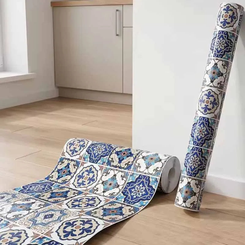 Retro European Tile Self-Adhesive Wallpaper Roll
