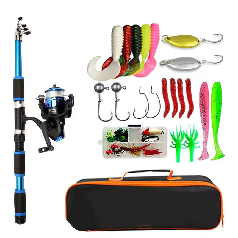 Telescopic Fishing Rod & Reel Travel Kit with Tackle Set