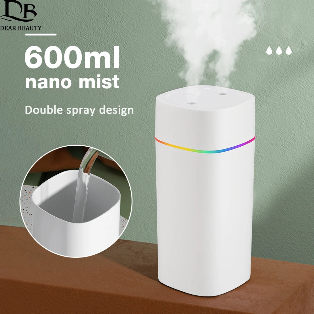 600ml Nano Mist Double Spray Humidifier & Essential Oil Diffuser Main image