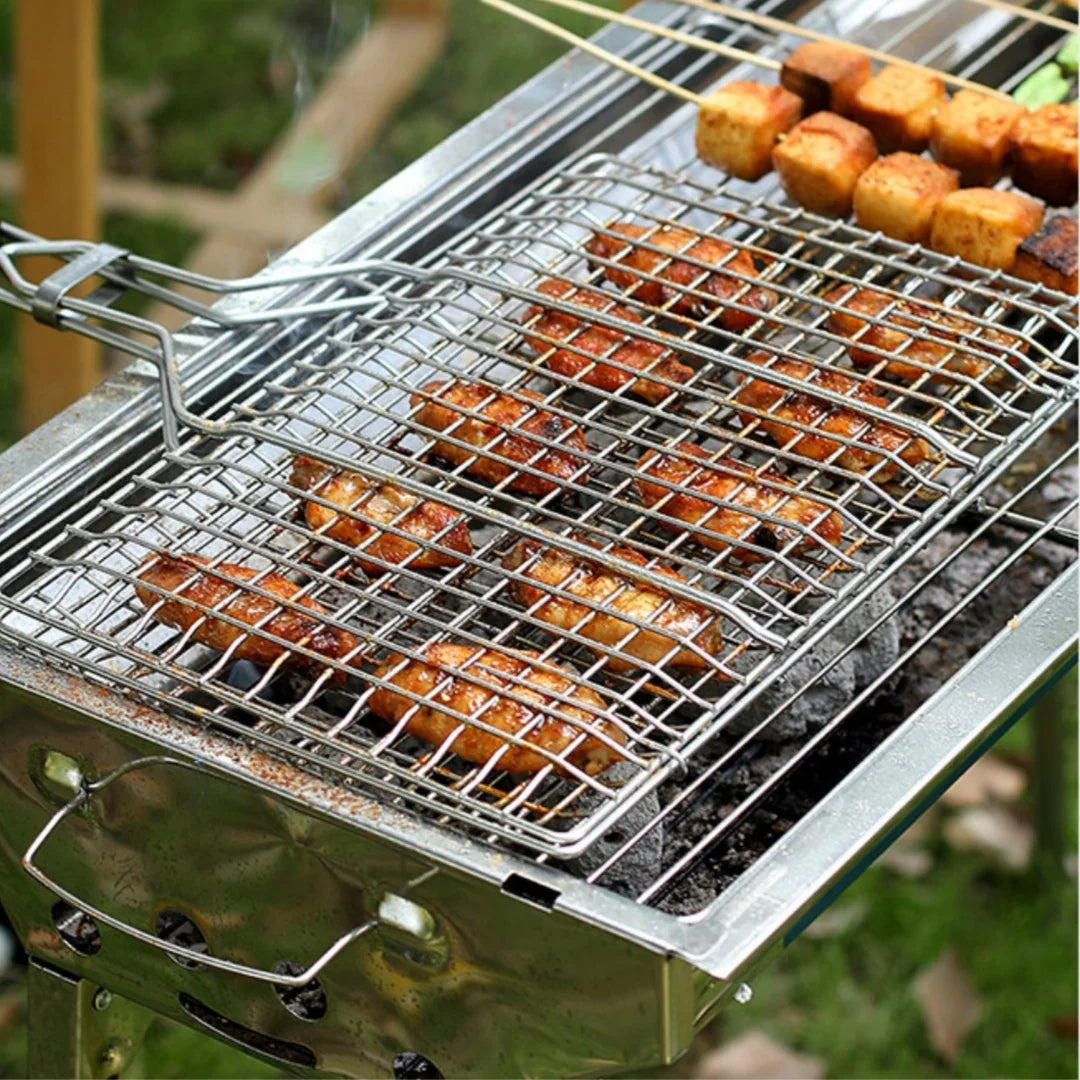Folding BBQ Grill Basket with Removable Handle Secondary image