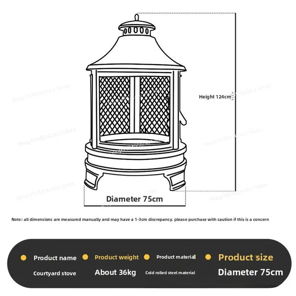 Outdoor Fire Pit Grill with Chimney Cover