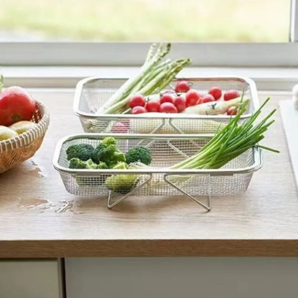 Stainless Steel Over-Sink Colander with Telescopic Handle