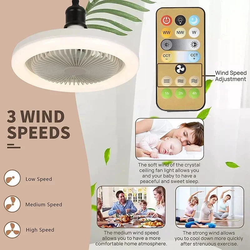 Smart Ceiling Fan Light with Remote Control – E27 Base Secondary image