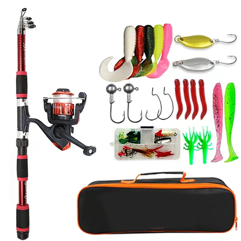 Telescopic Fishing Rod & Reel Travel Kit with Tackle Set