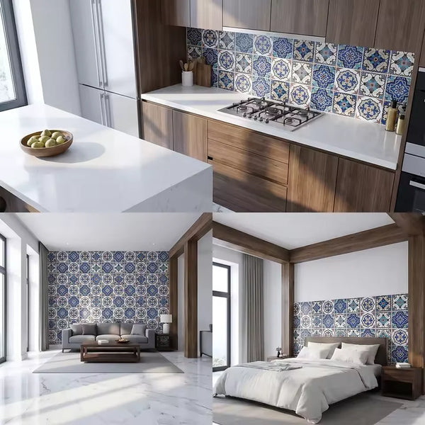 Retro European Tile Self-Adhesive Wallpaper Roll