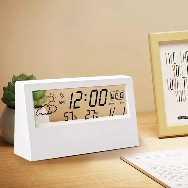 LCD Digital Alarm Clock with Weather & Temperature Display