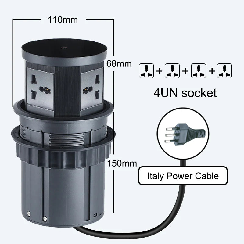 Pop-Up Desktop Power Socket with Wireless Charging & USB Ports