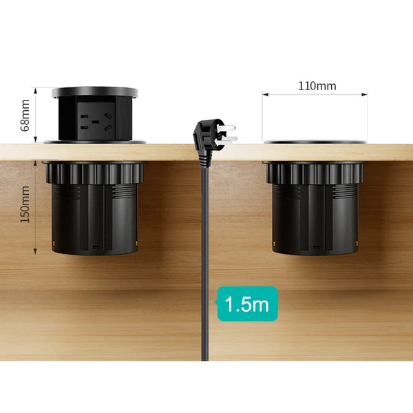 Pop-Up Desktop Power Socket with Wireless Charging & USB Ports