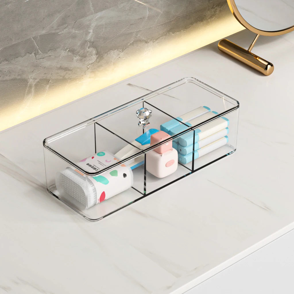 Clear Acrylic Makeup Brush Organizer with Lid