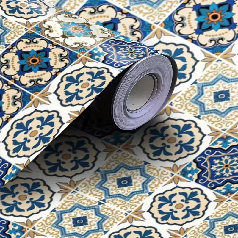 Retro European Tile Self-Adhesive Wallpaper Roll