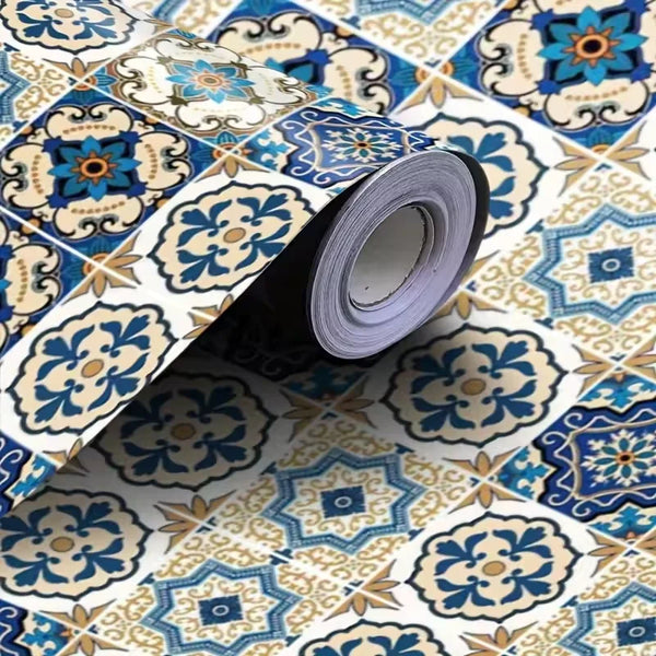 Retro European Tile Self-Adhesive Wallpaper Roll