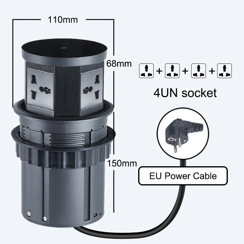 Pop-Up Desktop Power Socket with Wireless Charging & USB Ports