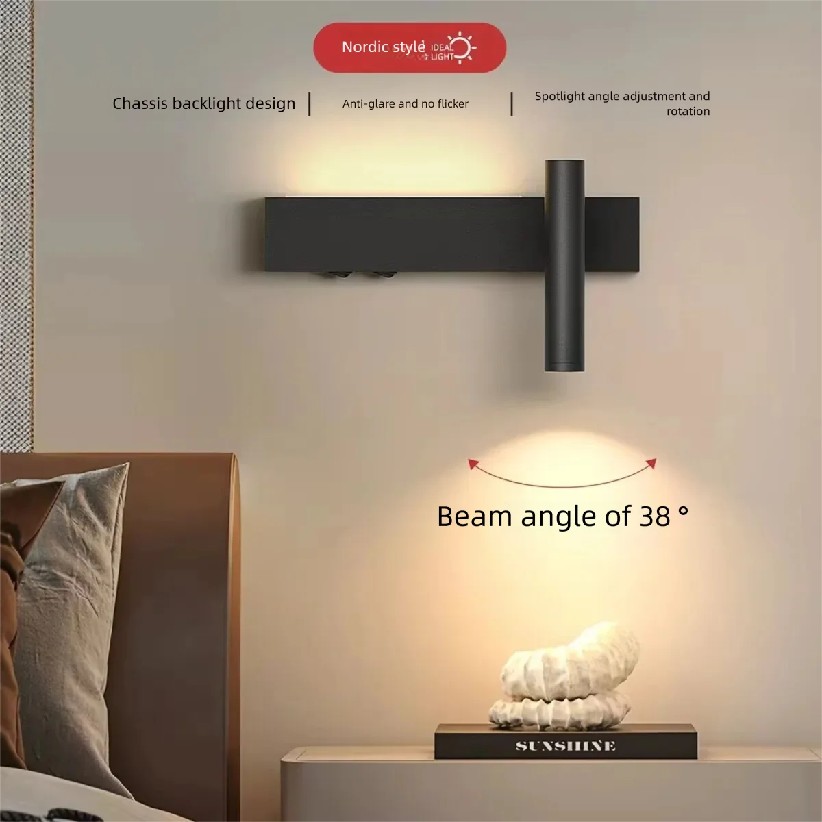 Modern LED Wall Sconce with Adjustable Spotlight Main image
