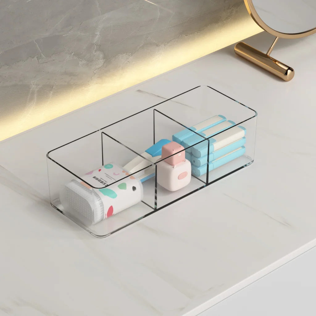 Clear Acrylic Makeup Brush Organizer with Lid