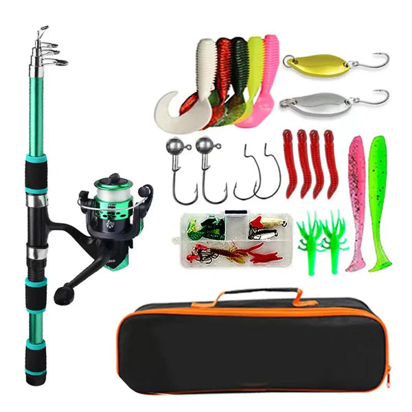 Telescopic Fishing Rod & Reel Travel Kit with Tackle Set
