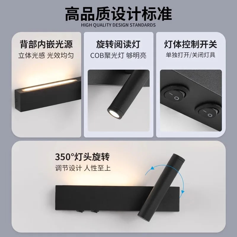 Modern LED Wall Sconce with Adjustable Spotlight Secondary image