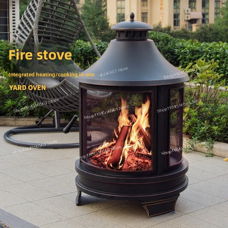 Outdoor Fire Pit Grill with Chimney Cover Secondary image