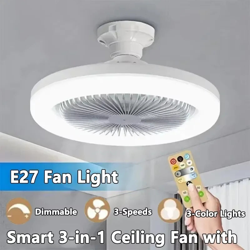 Smart Ceiling Fan Light with Remote Control – E27 Base