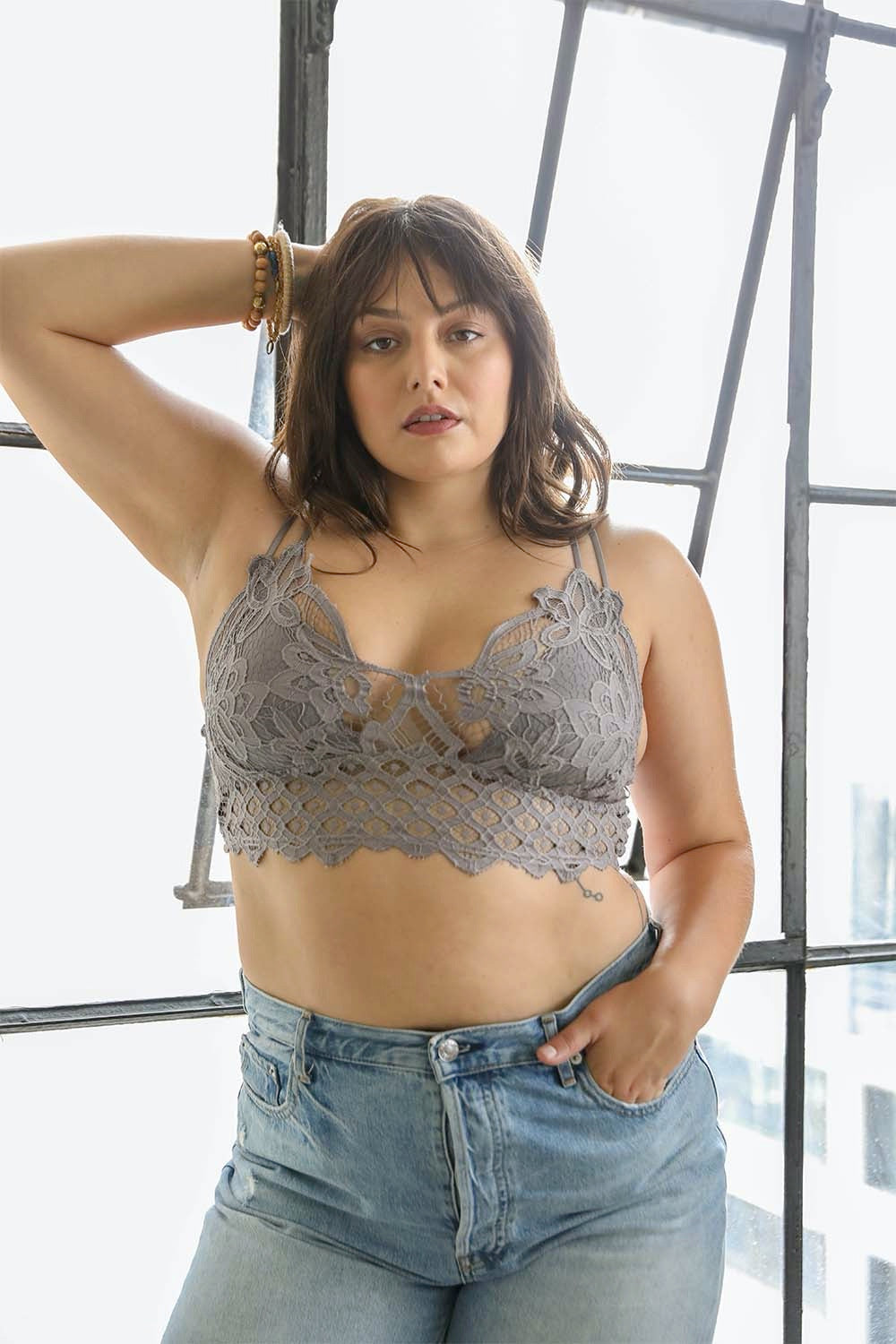 Plus Size Crochet Lace Longline Bralette Main image