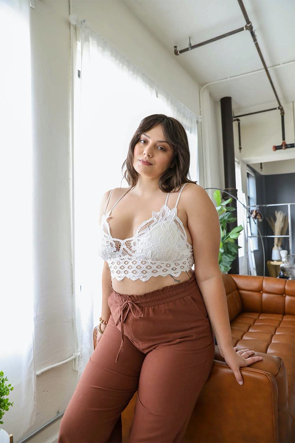 Plus Size Crochet Lace Longline Bralette